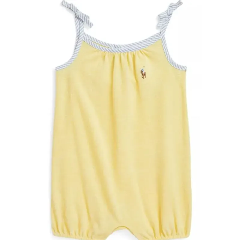 Ralph Lauren Baby One-Pieces*Baby - Sleeveless Oxford Mesh Tank Bubble Shortall, Yellow