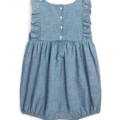 Ralph Lauren Baby One-Pieces*Baby - Sleeveless Chambray Ruffle Shortall, Denim Light