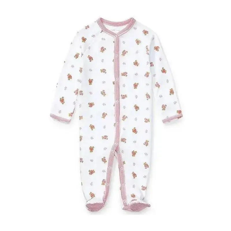 Ralph Lauren Baby Sleepwear*Coverall, Bear Print White/Pink