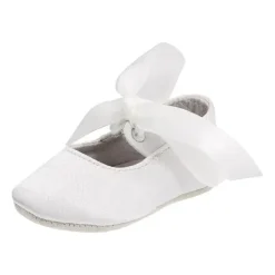 Ralph Lauren Baby Shoes*Layette Briley Ballet Crib Shoe,White Satin