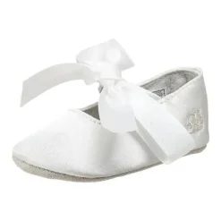 Ralph Lauren Baby Shoes*Layette Briley Ballet Crib Shoe,White Satin