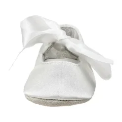 Ralph Lauren Baby Shoes*Layette Briley Ballet Crib Shoe,White Satin
