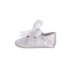 Ralph Lauren Baby Shoes*Layette Briley Ballet Crib Shoe,White Satin