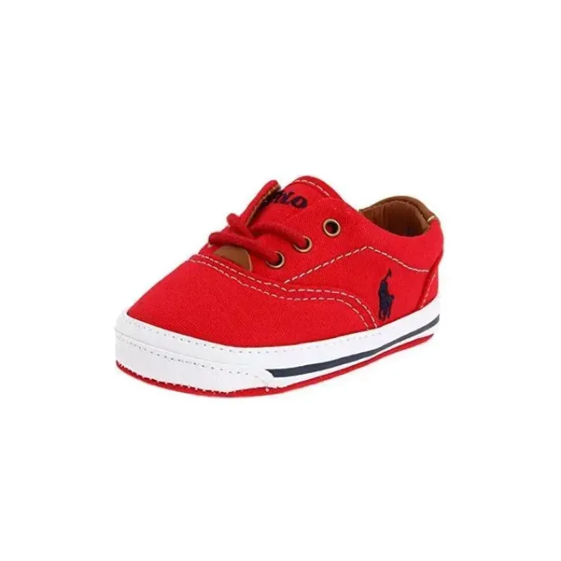 Ralph Lauren Baby Shoes*Layette Kids Vaughn Canvas, Red/Navy