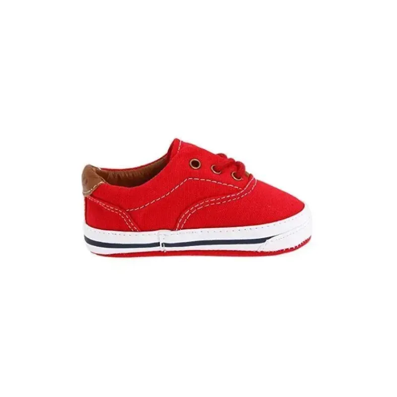 Ralph Lauren Baby Shoes*Layette Kids Vaughn Canvas, Red/Navy