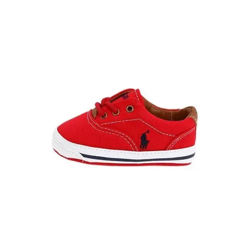 Ralph Lauren Baby Shoes*Layette Kids Vaughn Canvas, Red/Navy