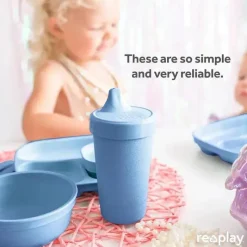 Re Play Straw, Sippy & Training Cups|Dishes, Utensils & Food Containers*- 10oz Reusable Spill Proof Cups for Kids, Denim
