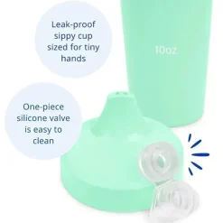 Re Play Straw, Sippy & Training Cups|Dishes, Utensils & Food Containers*- 10oz Reusable Spill Proof Cups for Kids, Mint