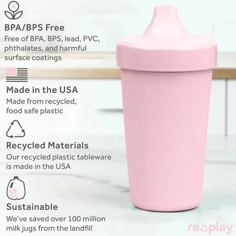Re Play Straw, Sippy & Training Cups|Dishes, Utensils & Food Containers*- 10oz Reusable Spill Proof Cups for Kids, Ice Pink