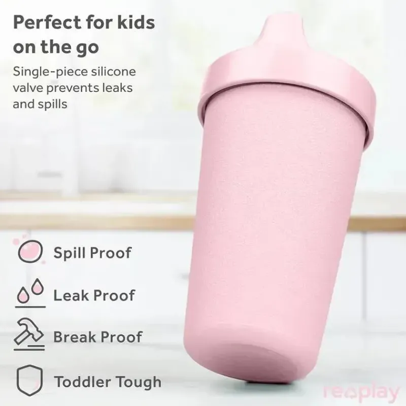 Re Play Straw, Sippy & Training Cups|Dishes, Utensils & Food Containers*- 10oz Reusable Spill Proof Cups for Kids, Ice Pink