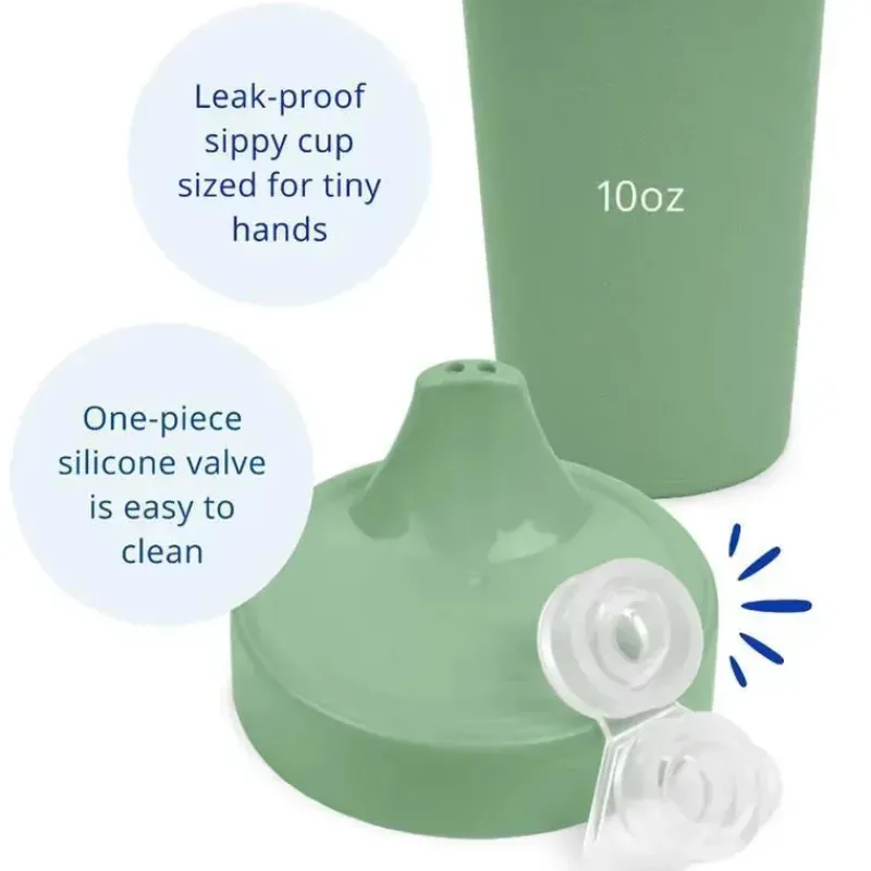 Re Play Straw, Sippy & Training Cups|Dishes, Utensils & Food Containers*- 10oz Reusable Spill Proof Cups for Kids, Sage