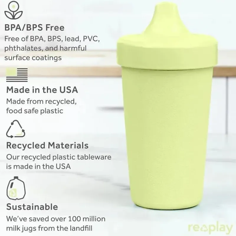 Re Play Straw, Sippy & Training Cups|Dishes, Utensils & Food Containers*- 10oz Reusable Spill Proof Cups for Kids, Leaf