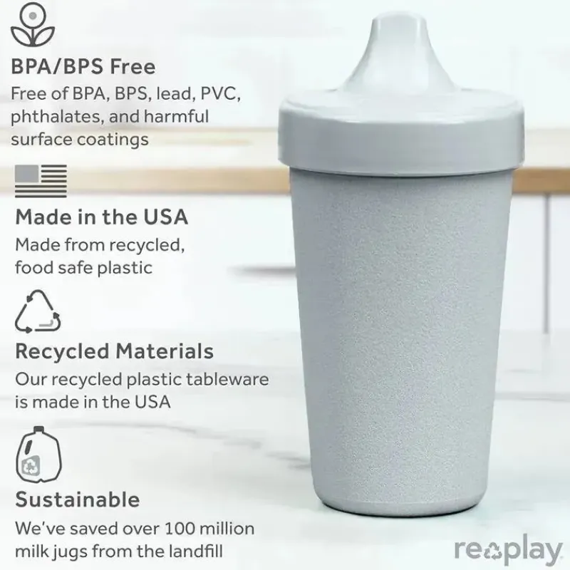 Re Play Straw, Sippy & Training Cups|Dishes, Utensils & Food Containers*- 10oz Reusable Spill Proof Cups for Kids, Grey