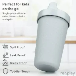 Re Play Straw, Sippy & Training Cups|Dishes, Utensils & Food Containers*- 10oz Reusable Spill Proof Cups for Kids, Grey