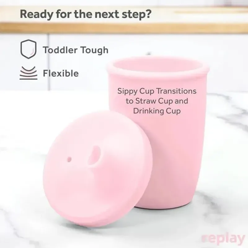 Re Play Straw, Sippy & Training Cups|Dishes, Utensils & Food Containers*- 8Oz Sustainables Silicone Sippy Cup for Toddlers, Ice Pink