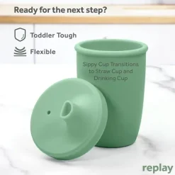 Re Play Straw, Sippy & Training Cups|Dishes, Utensils & Food Containers*- 8Oz Sustainables Silicone Sippy Cup for Toddlers, Sage