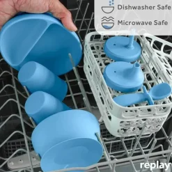 Re Play Straw, Sippy & Training Cups|Dishes, Utensils & Food Containers*- 8Oz Sustainables Silicone Sippy Cup for Toddlers, Denim