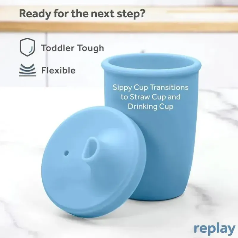 Re Play Straw, Sippy & Training Cups|Dishes, Utensils & Food Containers*- 8Oz Sustainables Silicone Sippy Cup for Toddlers, Denim
