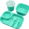 Re Play Plates & Bowls|Dishes, Utensils & Food Containers*- 5Pk Tiny Dining Set Feeding Supplies for Babies and Toddlers, Aqua