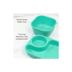Re Play Plates & Bowls|Dishes, Utensils & Food Containers*- 5Pk Tiny Dining Set Feeding Supplies for Babies and Toddlers, Aqua