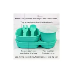Re Play Plates & Bowls|Dishes, Utensils & Food Containers*- 5Pk Tiny Dining Set Feeding Supplies for Babies and Toddlers, Aqua