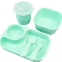 Re Play Plates & Bowls|Dishes, Utensils & Food Containers*- 5Pk Tiny Dining Set Feeding Supplies for Babies and Toddlers, Mint