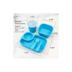 Re Play Plates & Bowls|Dishes, Utensils & Food Containers*- 5Pk Tiny Dining Set Feeding Supplies for Babies and Toddlers, Sky Blue