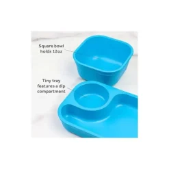 Re Play Plates & Bowls|Dishes, Utensils & Food Containers*- 5Pk Tiny Dining Set Feeding Supplies for Babies and Toddlers, Sky Blue