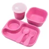 Re Play Plates & Bowls|Dishes, Utensils & Food Containers*- 5Pk Tiny Dining Set Feeding Supplies for Babies and Toddlers, Bright Pink