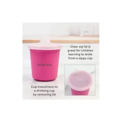 Re Play Plates & Bowls|Dishes, Utensils & Food Containers*- 5Pk Tiny Dining Set Feeding Supplies for Babies and Toddlers, Bright Pink