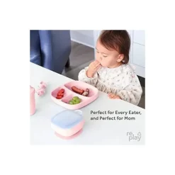 Re Play Suction Plates & Bowls|Dishes, Utensils & Food Containers*- Silicone Suction Divided Plate, Ice Pink