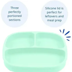 Re Play Suction Plates & Bowls|Dishes, Utensils & Food Containers*- Silicone Suction Divided Plate, Mint