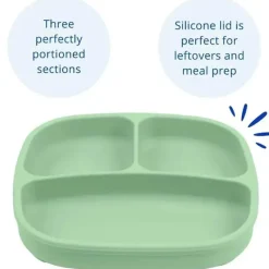 Re Play Suction Plates & Bowls|Dishes, Utensils & Food Containers*- Silicone Suction Divided Plate, Sage