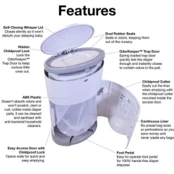 Dekor Diaper Pails & Refills*Regal-Lager - Diaper Classic Hands-Free Diaper Pail, White