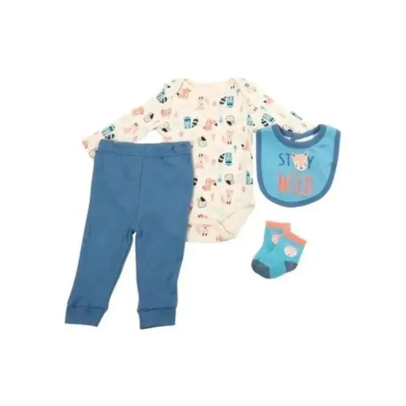 René Rofé Baby Sets*Rene Rofe - 4Pk Baby Boy Fox Bodysuit & Pants Set
