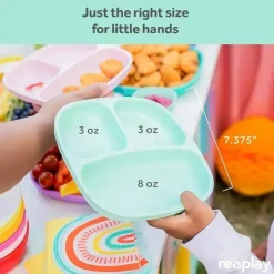 Re Play Plates & Bowls|Dishes, Utensils & Food Containers*Re-Play - Deep Walled 3 Compartment Plates, Pack of 2, Ice Blue