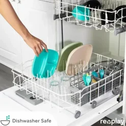 Re Play Plates & Bowls|Dishes, Utensils & Food Containers*Re-Play - Deep Walled 3 Compartment Plates, Pack of 2, Ice Blue