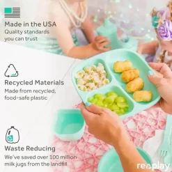 Re Play Plates & Bowls|Dishes, Utensils & Food Containers*Re-Play - Deep Walled 3 Compartment Plates, Pack of 2, Ice Pink