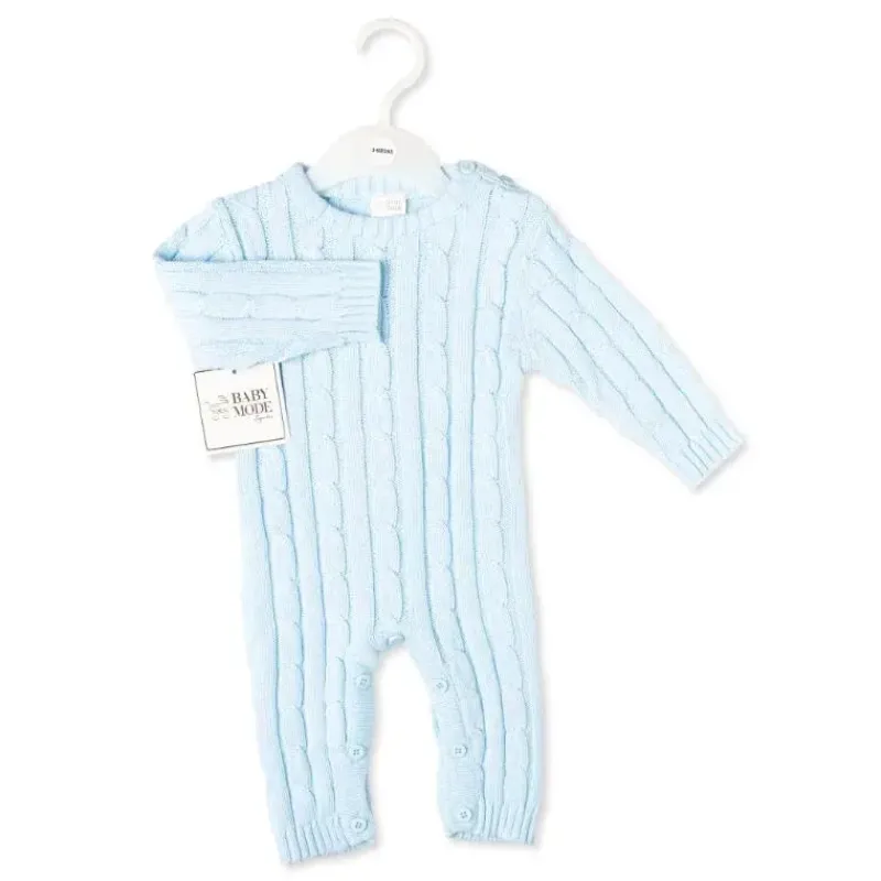 Rose Textiles Baby One-Pieces*Rose Textile - Baby Boy Cotton Blue Knit Romper