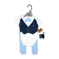 Rose Textiles Baby Sets*Rose Textile - Baby Boys Blue Suspender Bowtie Set