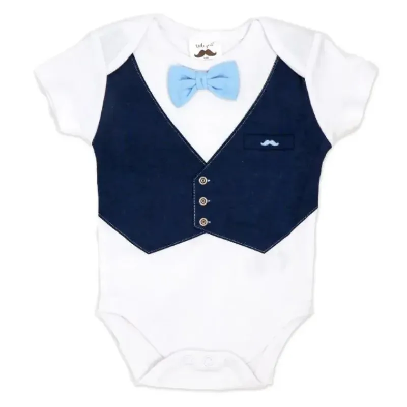 Rose Textiles Baby Sets*Rose Textile - Baby Boys Blue Suspender Bowtie Set