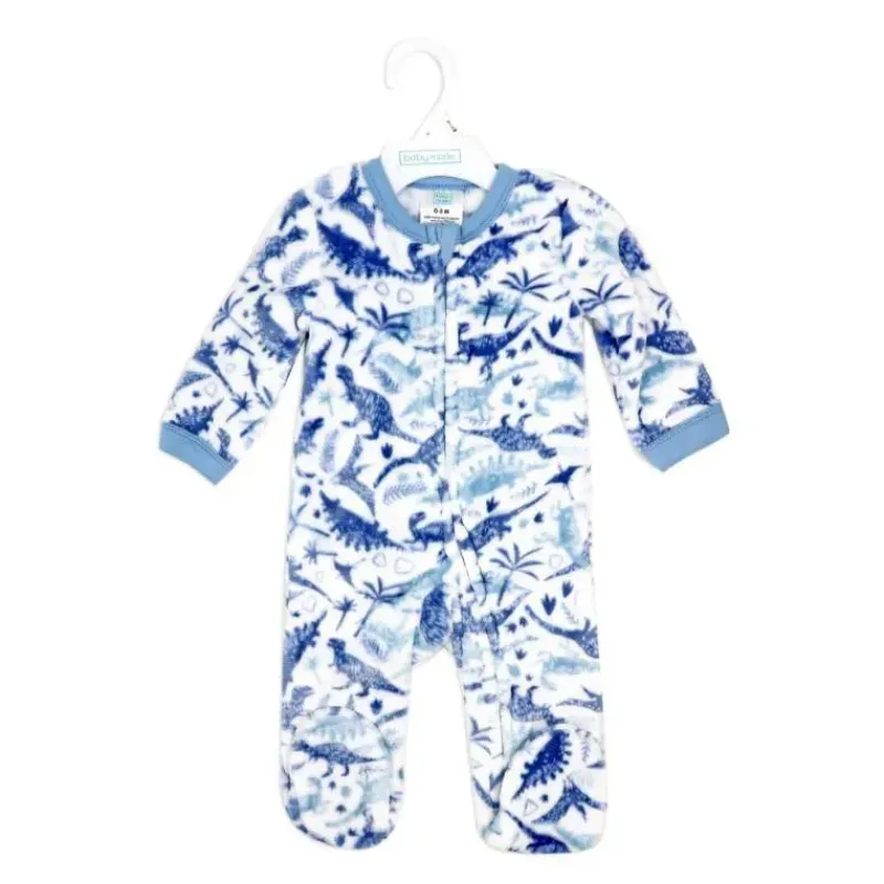 Rose Textiles Baby Sleepwear*Rose Textile - Baby Boys Dinosaur Printed Fleece Sleeper