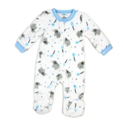 Rose Textiles Baby Sleepwear*Rose Textile - Baby Boys Printed Fleece Sleeper Blue Elephant