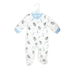 Rose Textiles Baby Sleepwear*Rose Textile - Baby Boys Printed Fleece Sleeper Blue Elephant