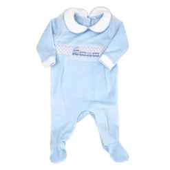 Rose Textiles Baby Sleepwear*Rose Textile - Baby Boy's Smocking Train Velour Coverall
