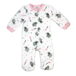Rose Textiles Baby Sleepwear*Rose Textile - Baby Girls Printed Fleece Sleeper Pink Elephant