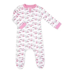 Rose Textiles Baby Sleepwear*Rose Textile - Baby Girls Loved Interlock Coverall