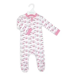 Rose Textiles Baby Sleepwear*Rose Textile - Baby Girls Loved Interlock Coverall