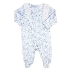 Rose Textiles Baby Sleepwear*Rose Textile - Baby Girls Blue Floral Sleepsuit
