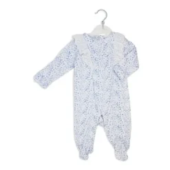 Rose Textiles Baby Sleepwear*Rose Textile - Baby Girls Blue Floral Sleepsuit